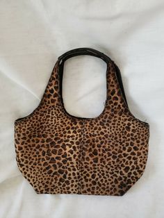 Adorable little bag, is 10" at widest point, 7" high, 3" deep with 5"strap drop length.  Shows minimal signs of wear & is in good condition.. it's just so cute!!! Hobo Satchel Bag With Leather Handles As Gift, Brown Handheld Shoulder Bag With Dust Bag, Leather Handled Satchel Hobo Bag Gift, Reversible Shoulder Bag For Errands, Leopard Print Shoulder Bag For Everyday Use, Handmade Satchel Shoulder Bag For Errands, Leopard Print Bags For Daily Use, Leopard Print Bag For Daily Use, Reversible Satchel Shoulder Bag For Shopping