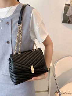 BirdinBag - Chic Quilted Chain Shoulder Bag Chic Quilts, Elegant Pattern, Bag Bag, Chain Shoulder Bag, Square Bag, Style Elegant, Pu Leather, Shoulder Bag, Square