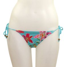 Tropical Orchid Cinched Back Side Ties - Loco Boutique Hawaiian Swimwear, Summer Tropical Print Tie-side Swimwear, Adjustable Floral Print Tie-side Swimwear, Printed Tie-side Bottom Swimwear, Blue Tropical Print Swimwear With Tie-side Bottom, Tropical Bikinis, Bandeau Tankini, Tropical V-neck Floral Print Swimwear, Unique Beach