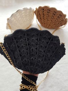 𝐔𝐍𝐈𝐐𝐔𝐄 𝐂𝐑𝐎𝐂𝐇𝐄𝐓𝐄𝐃 𝐁𝐀𝐆: %100 handmade bag is suitable for many fashion styles, can hold many items, phones, makeup, sunglasses, purses. (Size: 9x8x4 Inches - 23 (L) x 20 (H) x10 (W) Cm) It will complete your elegance with daily and evening clothes. mussel, oyster model straw knitted bag for women. 𝐄𝐕𝐄𝐍𝐈𝐍𝐆 𝐂𝐋𝐔𝐓𝐂𝐇 𝐇𝐀𝐍𝐃𝐁𝐀𝐆: When you carry our crocheted bag on the beach, wedding, party or on the street, its sophisticated design and stunning trendy look will attrac Evening Clothes, Knitted Bag, Handmade Crochet Bags, Crochet Wedding, Wedding Purse, Party Clutch, Party Purse, Handmade Purses, Recycled Yarn