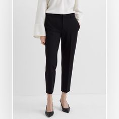 Club Monaco Black Matie Pant N220-28 Brand New With Tag Waist Laid Flat, Rise And Inseam Measurements Are Last Three Photos Chic Black Bottoms With Straight Hem, Elegant Mid-rise Business Bottoms, Elegant Mid-rise Bottoms For Business, Chic Black Dress Pants With Straight Hem, Elastane Pantsuit For Workwear, Mid-rise Bottoms For Workwear, Slim Fit Straight Hem Work Bottoms, Slim Fit Bottoms With Straight Hem For Work, Slim Fit Workwear Bottoms With Straight Hem