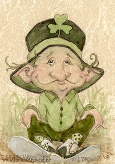 a drawing of a lepreite sitting on the ground