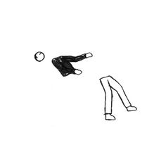 a black and white drawing of a person throwing a frisbee to another person