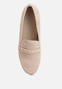 The comfort of classic shoe styles are unbeatable. These minimalist solid loafers have been a staple for summer fashion for this reason. They are versatile and liven up every outfit, and at a glance blend into every outfit, making you stand out. With its low stacked heel feature it presents a rich detail that is hard to miss. We have also included braided detail that enhances the laidback and polished look of the loafers. Outer Material- Genuine Seude Outer Sole - Rubber Closed Almond Toe Braide Comfortable Beige Closed Toe Loafers, Summer Slip-on Office Loafers, Classic Beige Suede Flats, Casual Slip-on Moccasins For Office, Comfortable Beige Flat Loafers, Comfortable Beige Loafers For Fall, Casual Business Flats With Closed Toe, Casual Office Slip-on Moccasins, Casual Flat Loafers For Workwear