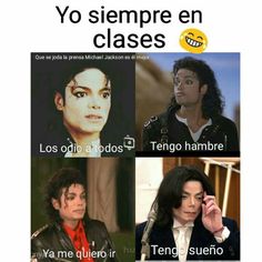 the faces of michael jackson in spanish and english, with captioning that reads yo - sempre en classes