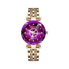 #Color_Purple Stainless Steel Trendy Formal Watch With Rectangular Dial, Trendy Metal Watches For Formal Occasions, Modern Purple Watch With Round Dial, Timepiece Design, Purple Belt, Mirror Surface, Blue Belt, White Belt, Diamond Watch