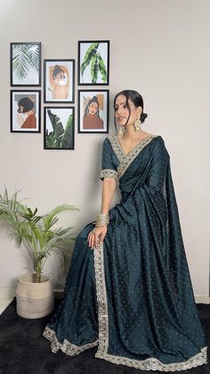 Package Contains: Saree, Blouse, Petticoat Vichitra Silk sarees with Embroidery Codding Work & Cut Work Border with Swarovski work are a glamorous and luxurious choice for special occasions and events. This exquisite saree features delicate embroidery crafted from threads, adding a touch of elegance and sophistication to any occasion. ◽ Saree ▫️Saree Fabric: Blooming Vichitra Silk Saree   ▫️Saree Work: - Embroidery Codding & Cut Work & Swarovski work  ▫️Saree Size:  Free Size upto-44 for All Sizes Available  ◽ Blouse ▫️Blouse Fabric: Running  Bangalory  ▫️Size: (Un-Stitched)  With FREE Saree fall and Piko with matching petticoat. Our Services- Stitching service is also available on customer demand. Please get in touch with us for Stitching Service. We customize everything when it comes to Celebration Dori Work Dola Silk Pre-draped Saree, Eid Embroidered Chinon Fabric, Semi-stitched Festive Blouse Piece For Eid, Celebration Pre-draped Chinon Saree With Pallu, Semi-stitched Art Silk Blouse Piece For Celebration, Saree With Unstitched Blouse For Navratri Celebration, Traditional Wear With Unstitched Georgette Blouse For Celebration, Unstitched Embroidered Fabric With Blouse For Festive Season, Celebration Chinon Unstitched Blouse Piece