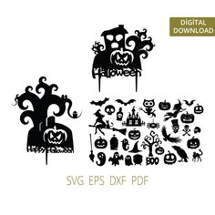 halloween svg files for silhouettes and cutouts to use in your design projects