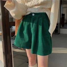 High Waist Casual Corduroy Shorts Pants – Tomscloth Corduroy Shorts, Shorts Pants, Character Outfits, Dream Clothes, Aesthetic Clothes, Pretty Outfits, Fashion Inspo Outfits, Outfit Of The Day, Cool Outfits