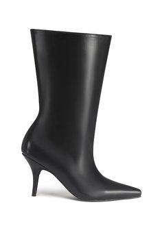 sleek black faux leather pointed toe stiletto boot with a flared opening Sandal Platform, Black Stilettos, Plus Size Shopping, Boots And Sneakers, Black 7, Platform Boots, Minimalist Outfit, Black Faux Leather, Stiletto Heel