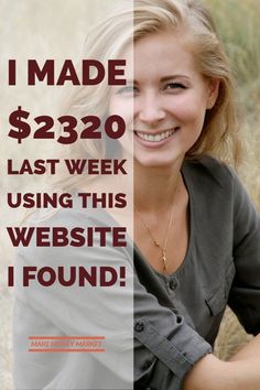 a woman is smiling for the camera with her hand on her chest and text that reads, i made $ 22 20 last week using this website i found