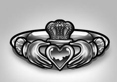 a ring with a heart in the middle and an ornate crown on it's side