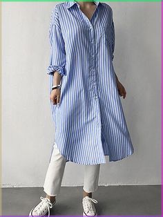 If you're wondering why you're getting more breakouts than your teen, wonder no more. Find out in this blog why this happens in your 40s (perimenopause) and how to address the underlying cause. Vertical Striped Shirt, Lazy Style, Quoi Porter, Midi Shift Dress, Striped Shirt Dress, Maxi Shirt Dress, Next Clothes, Midi Dress Casual, Casual Stripes