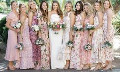 Mix and match bridesmaids dresses Miss Match Bridesmaid Dresses, Mix Matched Bridesmaid Dresses, Floral Bridesmaid Dresses Mismatched, Pink Bridesmaid Dresses Mismatched, Mix Match Bridesmaid Dresses, Bridesmaids Floral, Mix And Match Bridesmaid Dresses, Fall Bridesmaid