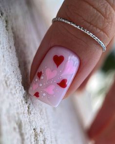 Pinterest Nails Best Ideas For Wedding [Guide 2023] ★ Pinterest nails hearts Unghie Nail Art, Heart Nail Designs, Red Valentine, February Nails, Pinterest Nails