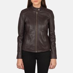 Kelsee Maroon Leather Biker Jacket Leather Outerwear With Snap Closure For Fall, Winter Leather Outerwear With Snap Closure, Fitted Brown Biker Jacket With Button Closure, Leather Biker Jacket For Business, Fall Business Biker Jacket, Leather Jacket With Button Zip Fly For Fall, Leather Motorcycle Jacket Women, Mens Leather Jacket Vintage, Leather Trench Coat Woman