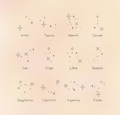 the zodiac signs are drawn on paper with watercolor pencils and ink in them