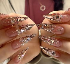 Stiletto Nail Art, Sassy Nails, Shiny Nails, Nail Swag, Crystal Nails, Luxury Nails, Bling Nails