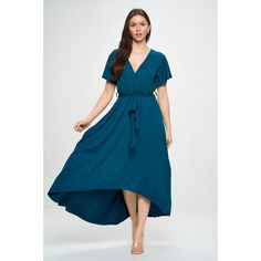 The Georgia Wrap Dress is a WEST K staple - it has a v-neckline, flutter sleeves, a faux wrap tie-waist detail and a hi-low hem. The easy fit silhouette and comfort stretch will make this dress a favorite piece you'll want in every print and color. Deep Teal, Dark Teal, Faux Wrap Dress, Teal Colors, Flutter Sleeves, High Low Hem, Purple Floral, Dusty Pink, Flutter Sleeve