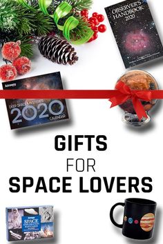 christmas gifts for space lovers are on display with the words, 20 gifts for space lovers