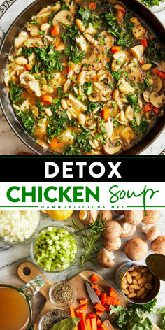 Nothing beats a bowl of this healthy soup! This healthy dinner recipe for immune-boosting soup comes together in just one pot. Packed with the goodness of veggies, this is the BEST Detox Chicken Soup! Detox Chicken Soup, Soup Cleanse, Low Carb High Fat Diet, Detox Soup, Diet Foods, Healthy Soup, Chicken Soup, Healthy Chicken, Soup And Salad