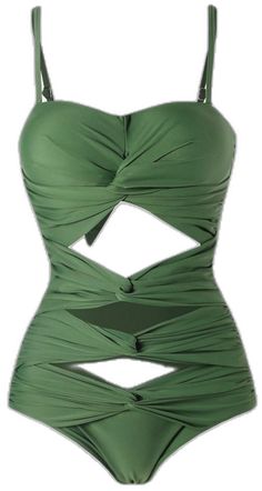 Green Swimsuit, One Piece Swimsuit, Cut Out, Solid Color, One Piece, Spandex, Collage, Pins, Color