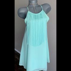 Nwot - Never Worn Light Blue Flowy Mini Dress For Party, Fringe Dress, Blue And Silver, Dress Collection, Color Blue, Womens Dresses, Silver, Women Shopping, Dresses