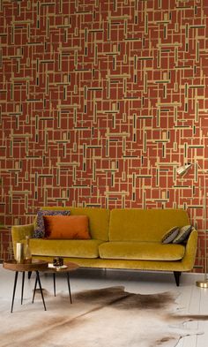 retro geometric living room wallpaper Composition Wallpaper, Living Wallpaper, Intersecting Lines, Gerrit Rietveld, 4 Wallpaper, W Wallpaper, Wood Wallpaper, Orange Wallpaper, Grasscloth Wallpaper