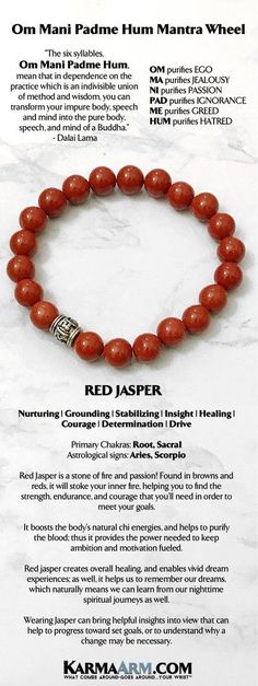 Mens Bracelets. Yoga Jewelry. Om Mani Padme Hum Red Jasper Bracelets. Gifts Stretch Mala. Beaded Chakra Jewelry.                     #BoHo #BoHoBracelets #WomensJewelry #Bracelets #Gifts #Meditation #Yoga #YogaBracelets #Reiki #Wisdom #Butterflies #BoHoJewelry #BeadedBracelets #YogaJewelry #Buddhist #DalaiLama Yoga Bracelet Beads, Red Jasper Bracelet, Buddhist Necklace, Buddhist Jewellery, Yoga Beads, Mantra Bracelet, Bracelets Boho, Mens Bracelets, Latest Jewellery Trends