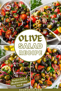 Olive Salad Recipe Tomato Olive Salad, Salads With Olives, Olive Relish Recipe, Meals With Olives, Meditrain Diet, Simple Salad Recipes, Olive Garden Salad Recipe, Salad With Olives