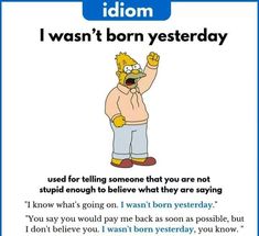 a cartoon character with the caption i was born ysterday, and an image of homer