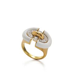 Brilliant-cut diamonds, white enamel, 18K gold, and platinum Unity Ring, Large Stone Rings, Van Cleef And Arpels Jewelry, Everyday Wear Jewelry, Gents Ring, Jewelry Design Drawing, David Webb, Pencil Sketches, Bracelet Collection