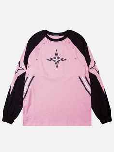 Y2k Sweatshirt, Black And Pink Streetwear, Swag Clothes, Pink Fashion Aesthetic, Cool Clothes, Pink Shirts, Girly Streetwear, Crop Top Design, Top Streetwear Brands