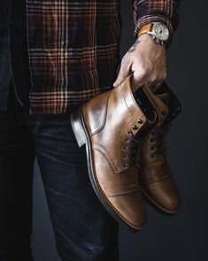 Great Boots. Great Materials. Thursday Boots #thursdayboots Madrid Style, Mens Brown Leather Boots, Blazer Look, Style For Men, Boot Companies, Mens Winter Boots, Mens Fashion Rugged