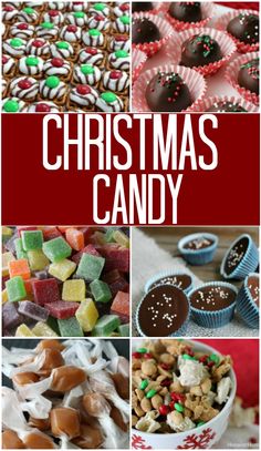 christmas candy collage with text overlay