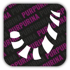 a square coaster with the words purpurnna on it in pink and black