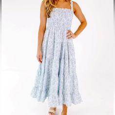 Ever So Sweet Maxi Dress - Lt Blue From The Impeccable Pig Light Blue Flowy Sundress Midi Dress, Light Blue Flowy Midi Sundress, Flowy Light Blue Midi Sundress, Light Blue Casual Midi Dress For Garden Party, Hot Pink Maxi Dress, Summer Wrap Dress, Pig Dress, Grey Long Dress, Girls Maxi Dresses