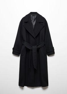 Wide lapel wool-blend coat - Women | Mango USA Stylish Winter Coats, Oversized Wool Coat, How To Look Expensive, Best Winter Coats, Classic Style Outfits, Effortless Outfit, Black Wool Coat, Wool Coat Women, Long Wool Coat