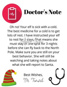 a doctor's note with an image of a hat and stethoscope