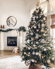 a decorated christmas tree in a living room