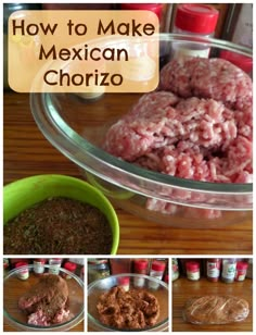 how to make mexican chorizo with ground meat and spices in a glass bowl