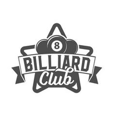 the billiard club logo is shown in black and white, with a ribbon around it