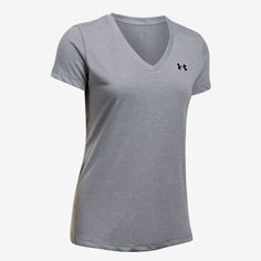 Nwot! Brand New, Never Worn. Women's Grey Under Armour V-Neck Athletic Short Sleeve T-Shirt. Black Under Armour Logo On Left Chest. Made Of Stretchy Moisture-Wicking Fabric To Keep You Cool During Any Workout. Size Medium. No Flaws. Perfect For Any Workout Or A Casual Day Out! Open To Offers! Armor Shirt, Under Armour Logo, Freedom Shirts, Sports Clothes, Dream Outfits, Training Tops, Orange T Shirts, Yellow Shirts, Ladies Tee Shirts