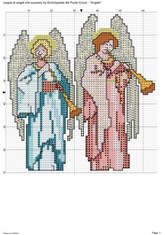 the cross stitch pattern for two angels