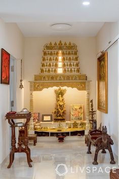 Pooja Room Ideas Indian Modern, Pooja Room Ideas Indian, Temple Room, Interior Design Indian, Mandir Design, Temple Design For Home, Indian Home Design, Indian Home Interior, Pooja Room Door Design