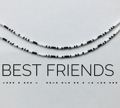 "Amazing gift idea for best friends! (NOTE: Quantity of \"1\" means one (1) necklace. To order a set of three, make sure the quantity is 3) These necklaces read \"best friends\" in morse code.  The total length of the necklace is approximately 14 inches along, and it comes with 3 inches of adjustable extender chain. This awesome choker set makes a perfect gift and goes with almost every outfit! The necklaces shown in the pictures above have white as the base color and black lettering." White Trendy Necklace For Friendship, Trendy White Necklaces For Friendship, Adjustable Hypoallergenic Necklace For Friendship, Handmade Adjustable Charm Necklaces For Best Friend, Besties Necklace, Secret Message Jewelry, Necklace Best Friends, Best Friends Necklace, Code Morse