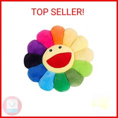 a colorful flower with the words top seller on it's front and bottom corner