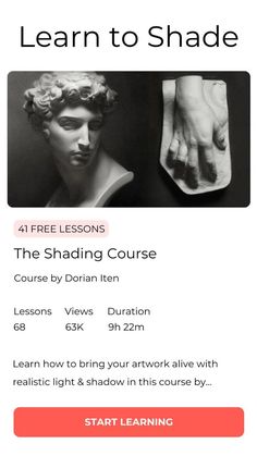 a flyer for the shading course with an image of a man's hands