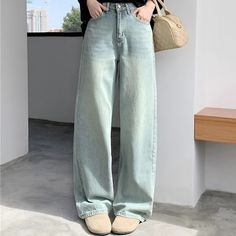 Craft of Weaving : TAT Season : All season Release Date : Spring 2024 Thickness : regular Age : MIDDLE AGE Place Of Origin : China (mainland) Model Number : XJ9874322 Style : Sweet Jeans Style : Wide leg pants Fit Type : LOOSE Fabric Type : Softener Decoration : Button,Pockets,Fake Zippers,Washed,Contrast Color Waist Type : high Closure Type : zipper fly Wash : Light,Bleach Wash Length : full length Material : COTTON,Polyester Gender : WOMEN Item Type : JEANS Elasticity : Medium Strecth 1. Choos Light Blue High Rise Baggy Pants, Non-stretch Straight Leg Light Blue Bottoms, Non-stretch Light Blue Straight Leg Bottoms, Light Blue Straight Jeans For Spring, High Waist Baggy Light Blue Pants, Light Blue Non-stretch Mid-rise Pants, Light Blue Baggy Straight Leg Bottoms, Light Blue Non-stretch Straight Leg Pants, High Waist Wide Leg Trousers