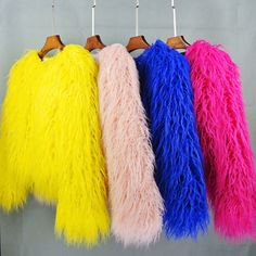 Trendy Fashion Women's fur coat colorful furry pink lamb wool faux fur coat top hot, Womens Clothing Shaggy Fur Coat, Shaggy Faux Fur Coat, Shaggy Jacket, Short Faux Fur Coat, Festival Mode, Womens Faux Fur Coat, Faux Fur Material, Plush Coat, Long Hair Color